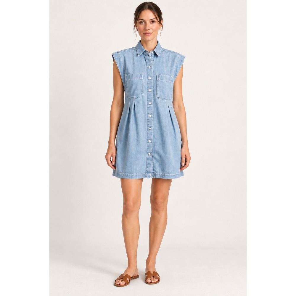 Banana Republic Womens Denim Shirt Dress S Petite NEW Blue Sleeveless Cotton